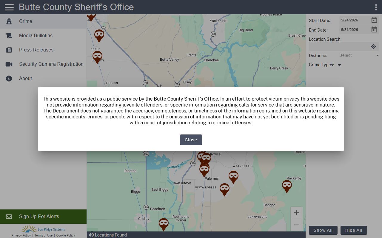Butte County jail mugshots CitizenRIMS incarcerated people route